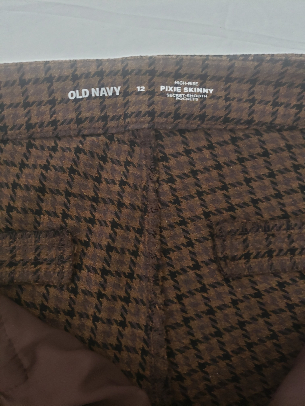Old Navy High-Rise Pixie Skinny Houndstooth Pants Brown Black Size 12